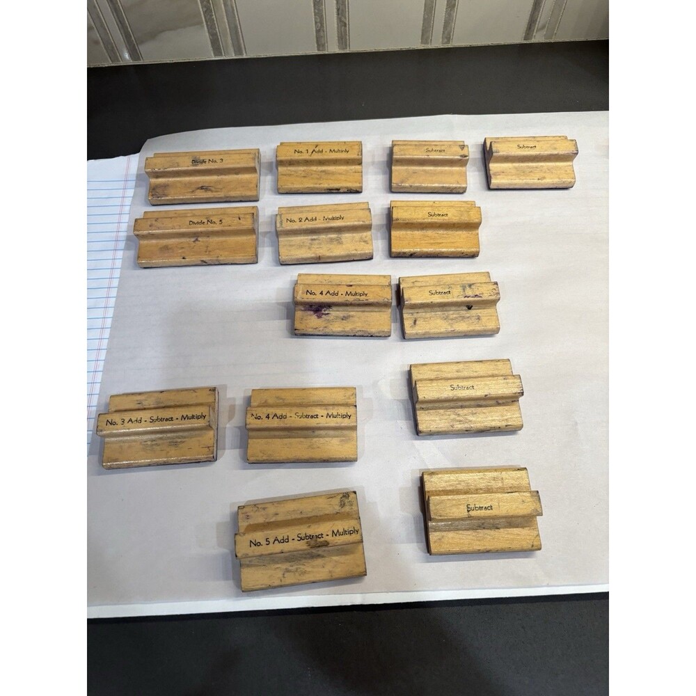 Wood Block Rubber Ink Stamps Crafting Teaching Mixed Lot of 14 - Math Teacher